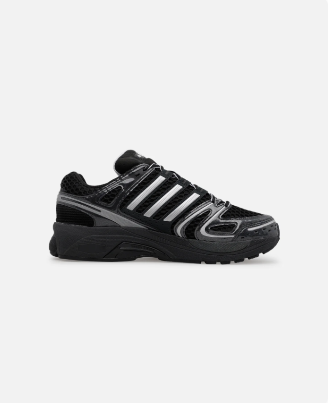 adidas Sneakers – Black & Silver with Layered Mesh