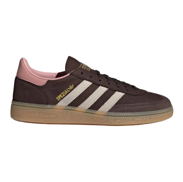 adidas Sneakers – Dark Brown & Cream with Pink Heel and Gum Sole
