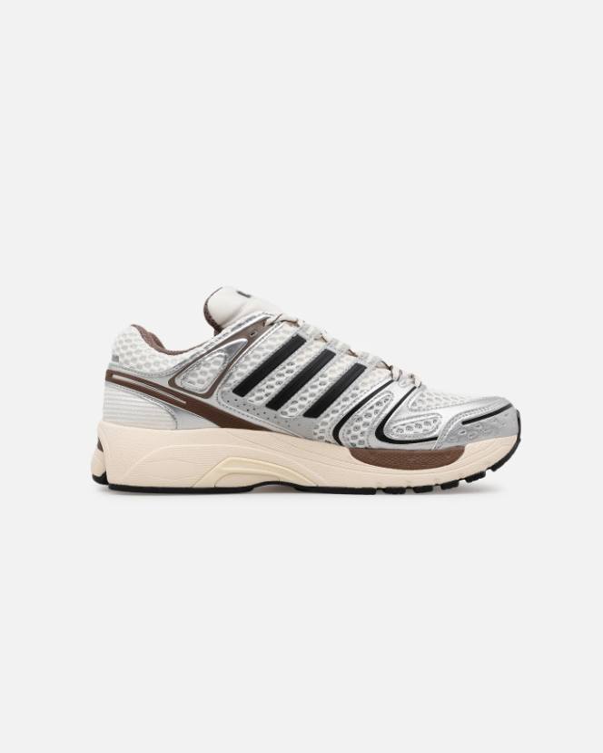 adidas Sneakers – Silver, Cream & Brown with Black Stripes