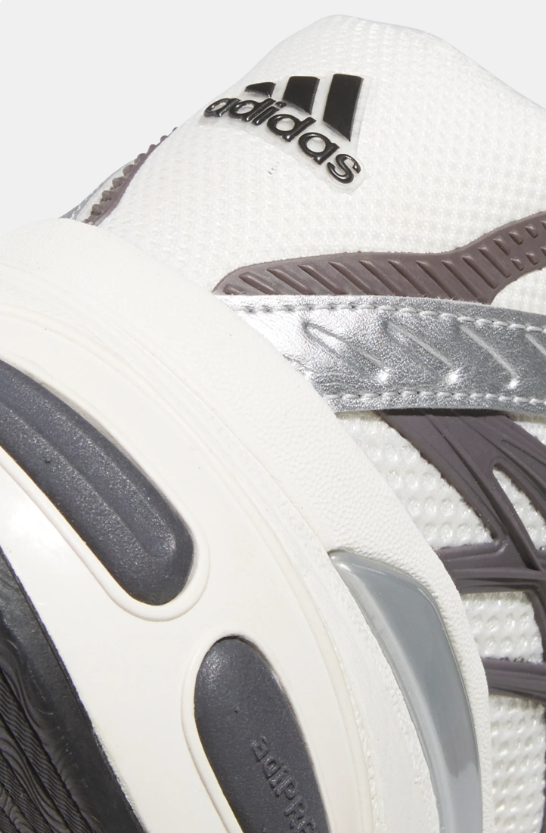 adidas Sneakers – White & Charcoal with Silver-Tone Accents