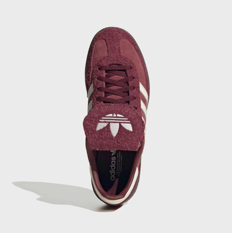 adidas Sneakers – Burgundy & Cream with Fold-Over Tongue and Gum Sole