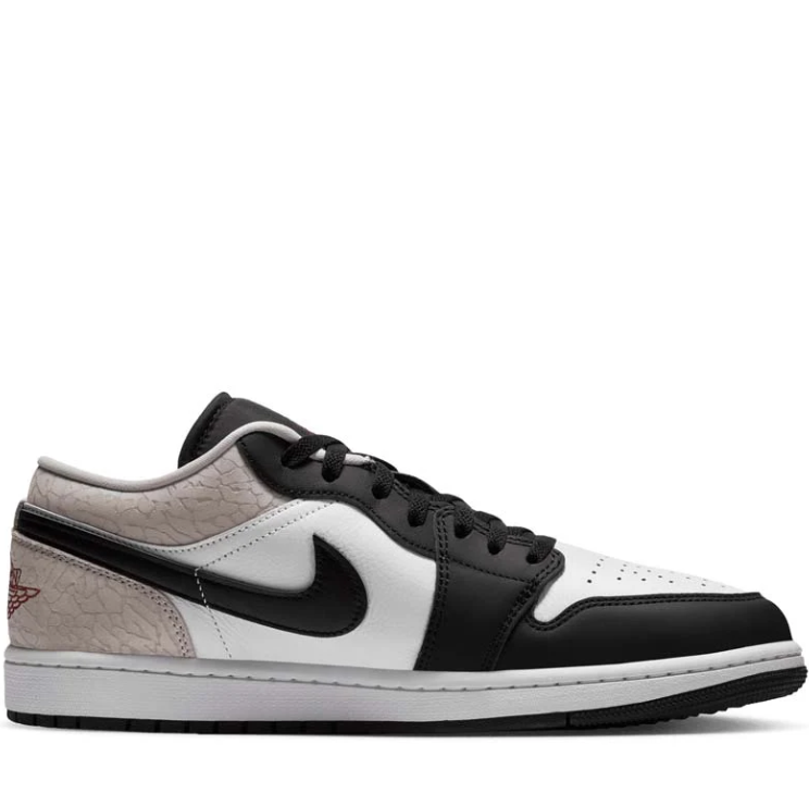 Nike Sneakers – Black & White Low-Top with Cracked-Look Cream Heel