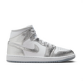 Nike Sneakers – White & Silver-Tone High-Top with Textured Overlays