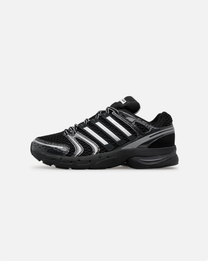 adidas Sneakers – Black & Silver with Layered Mesh