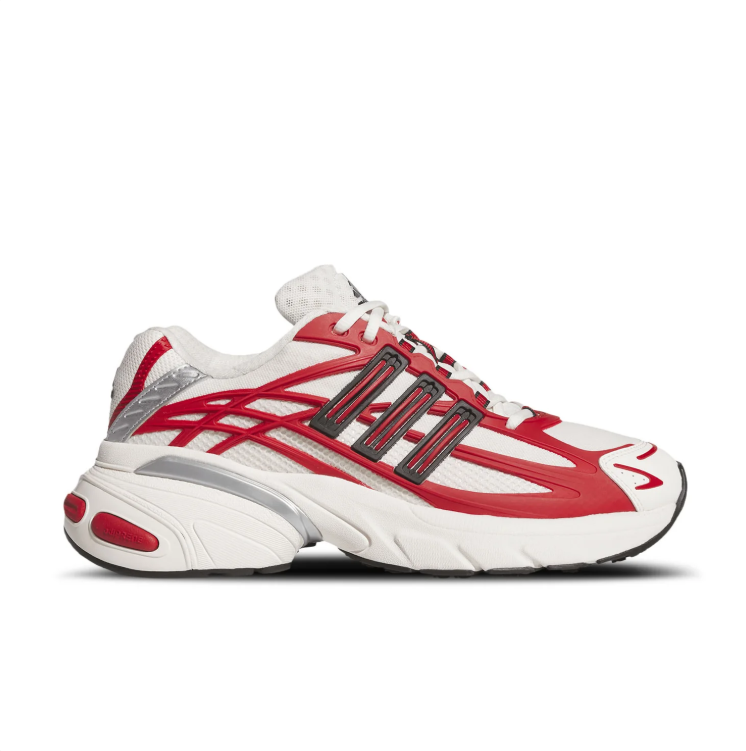 adidas Sneakers – White & Red with Silver-Tone Accents and Chunky Sole