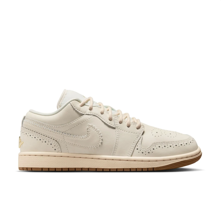 Nike Sneakers – Cream Low-Top with Brogue Details & Gold-Tone Accents