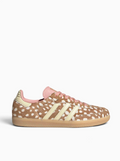 adidas Sneakers – Tan & Cream Spotted Print with Pink Laces