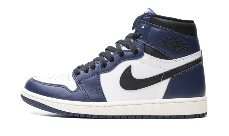 Nike Sneakers – Navy, White & Black High-Top with Cream Midsole