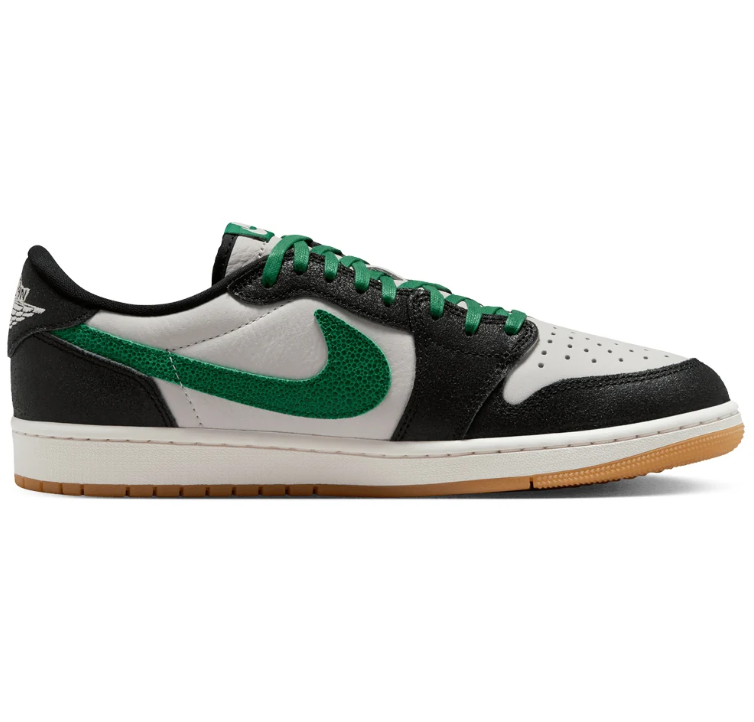 Nike Sneakers – Black & White Low-Top with Green Swoosh & Gum Sole