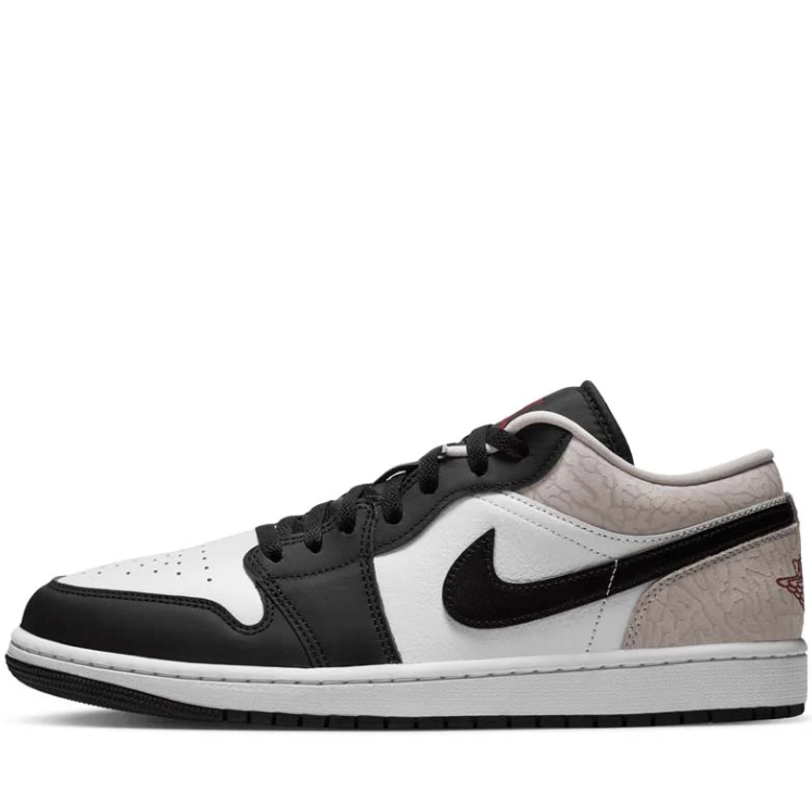 Nike Sneakers – Black & White Low-Top with Cracked-Look Cream Heel
