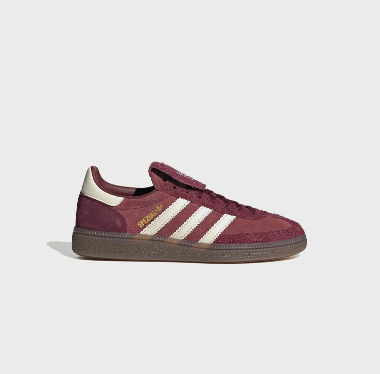 adidas Sneakers – Burgundy & Cream with Fold-Over Tongue and Gum Sole