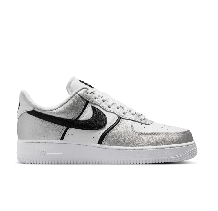 Nike Air Force 1 Low – Metallic Silver, White & Black