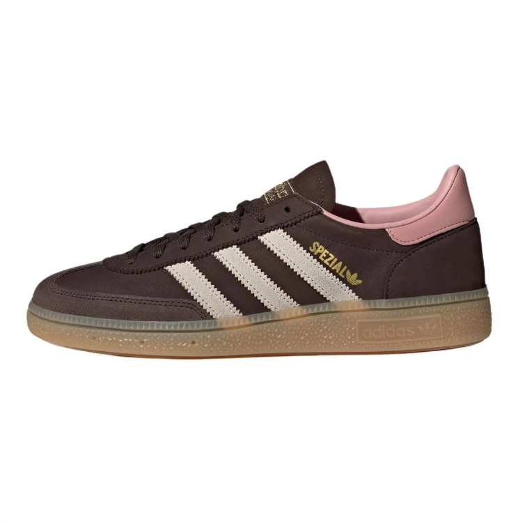 adidas Sneakers – Dark Brown & Cream with Pink Heel and Gum Sole