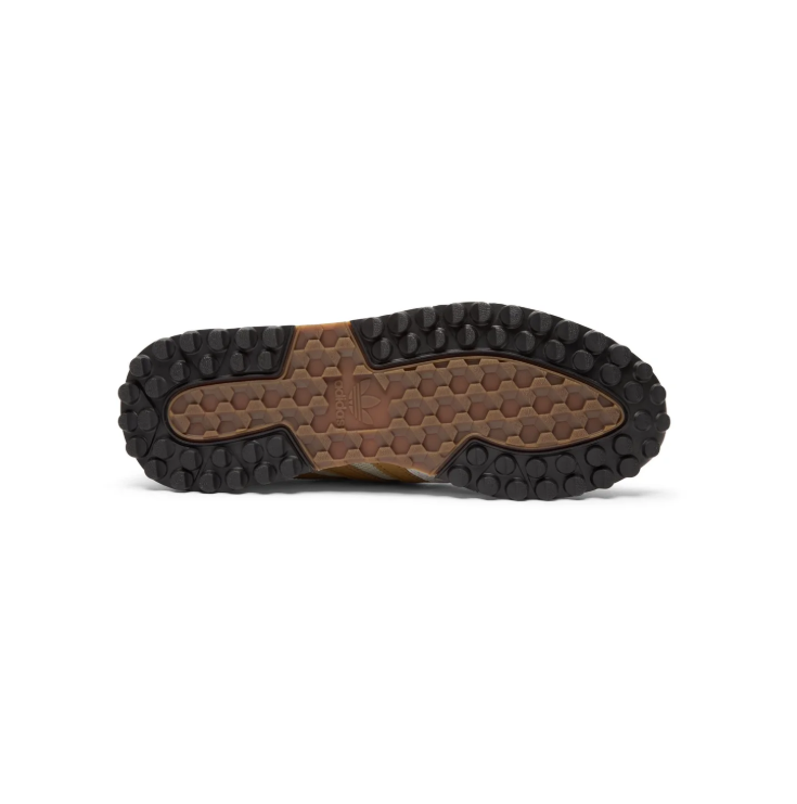 adidas Sneakers – Light Grey Mesh & Ochre Stripes with Black Tread