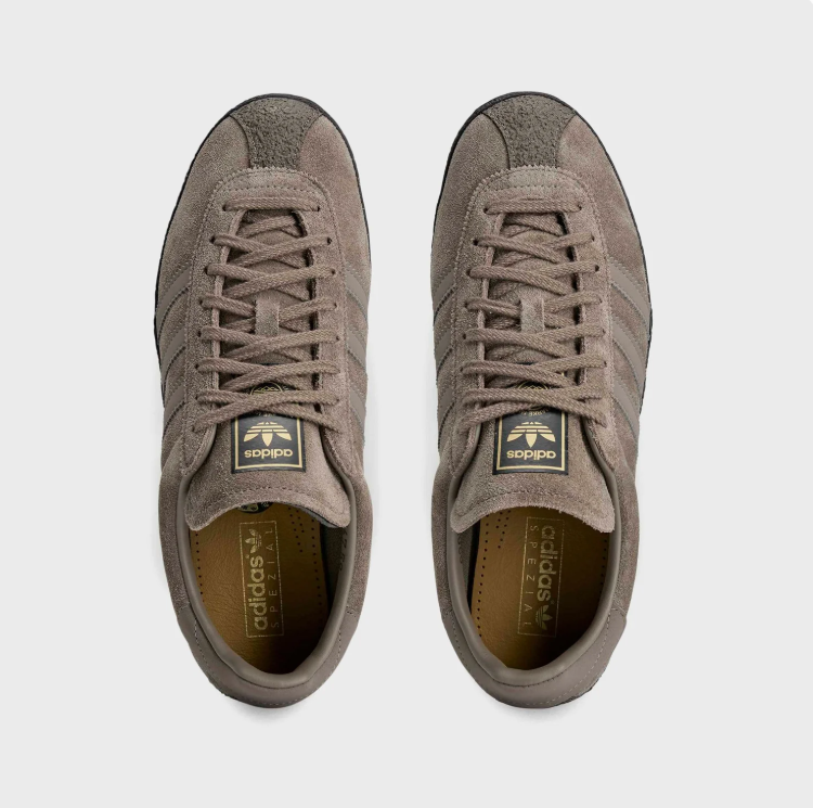 adidas Sneakers – Taupe Brown with Tonal Stripes & Black Sole
