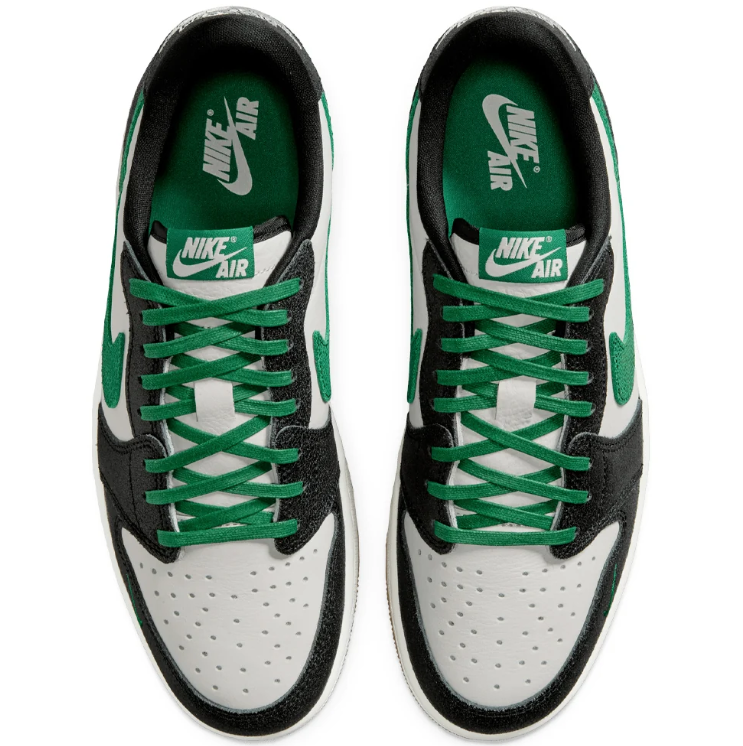 Nike Sneakers – Black & White Low-Top with Green Swoosh & Gum Sole