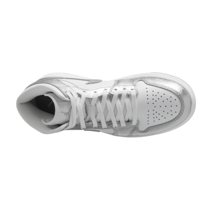 Nike Sneakers – White & Silver-Tone High-Top with Textured Overlays