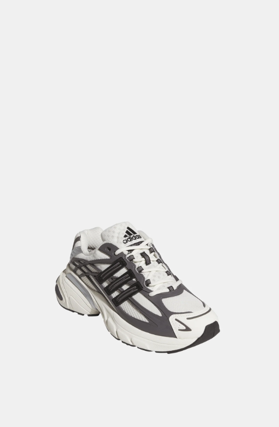 adidas Sneakers – White & Charcoal with Silver-Tone Accents