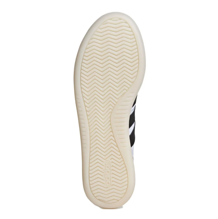 adidas Sneakers – White & Grey with Black Stripes and Cream Sole