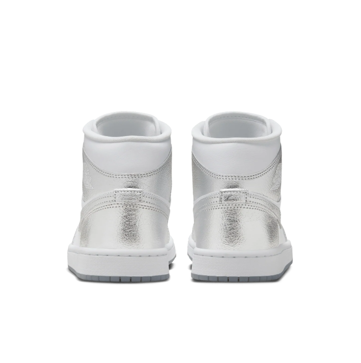 Nike Sneakers – White & Silver-Tone High-Top with Textured Overlays