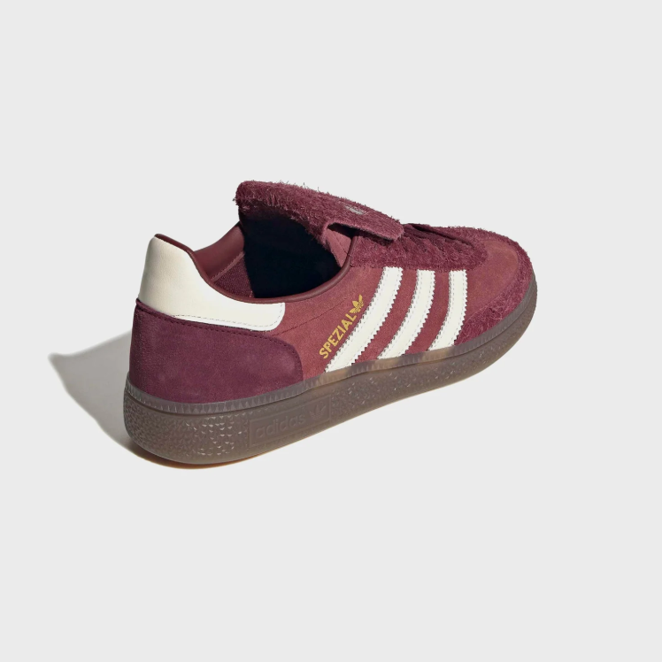 adidas Sneakers – Burgundy & Cream with Fold-Over Tongue and Gum Sole