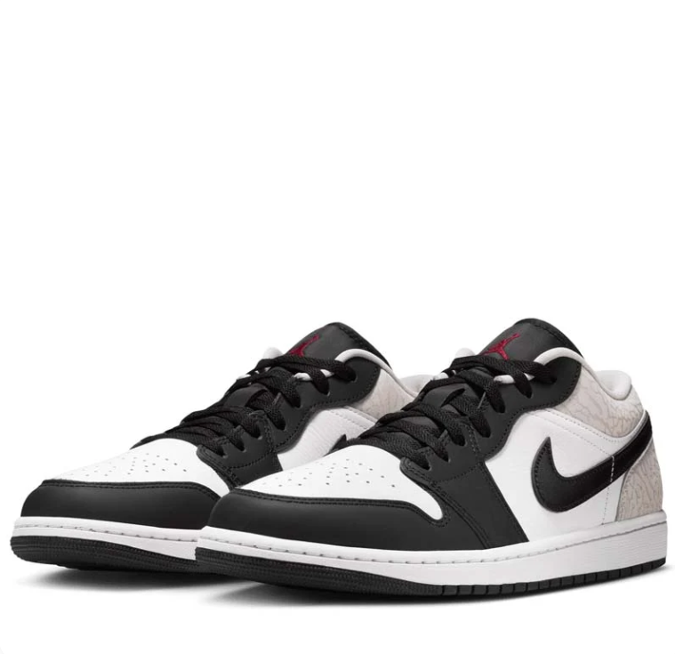 Nike Sneakers – Black & White Low-Top with Cracked-Look Cream Heel
