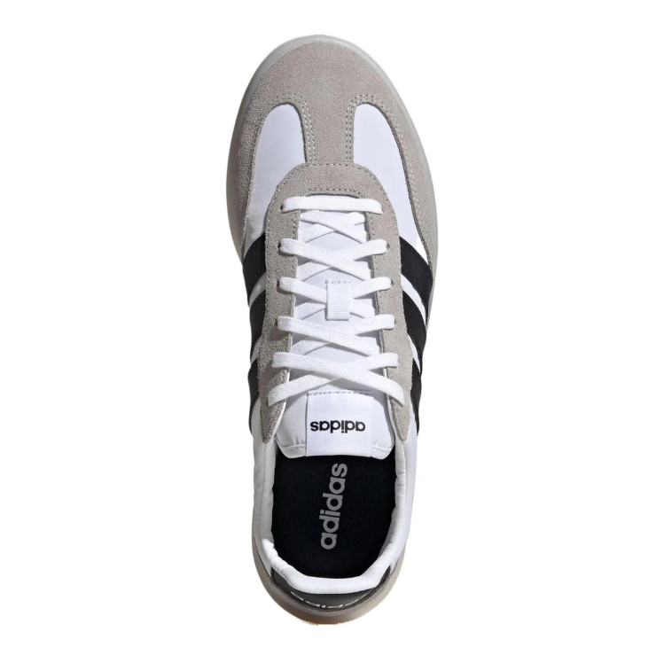 adidas Sneakers – White & Grey with Black Stripes and Cream Sole