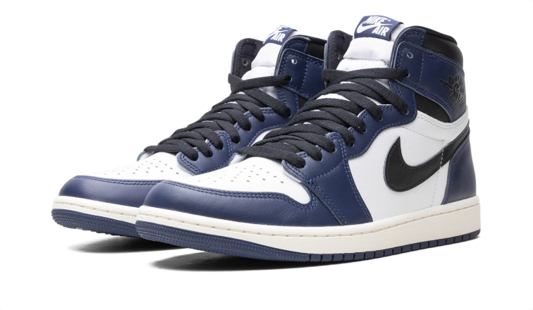 Nike Sneakers – Navy, White & Black High-Top with Cream Midsole