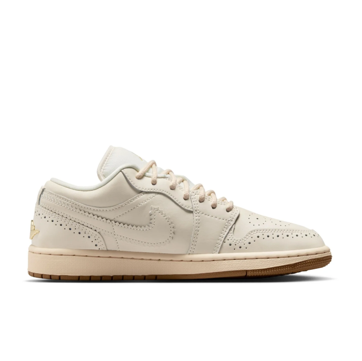 Nike Sneakers – Cream Low-Top with Brogue Details & Gold-Tone Accents