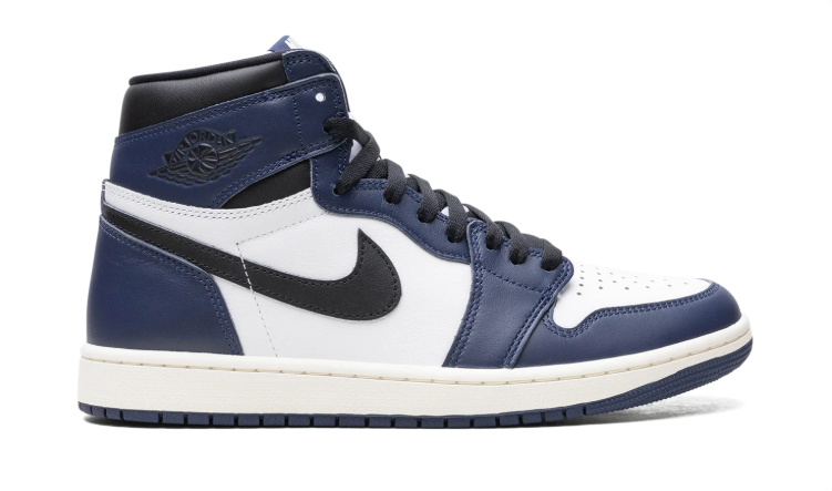 Nike Sneakers – Navy, White & Black High-Top with Cream Midsole