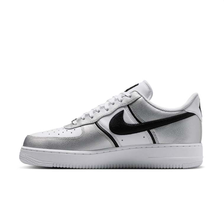 Nike Air Force 1 Low – Metallic Silver, White & Black