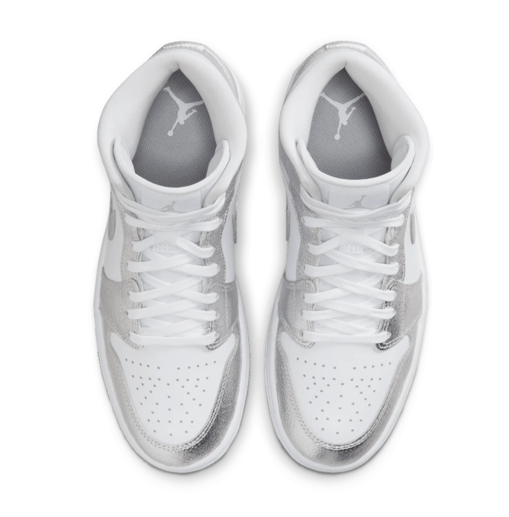 Nike Sneakers – White & Silver-Tone High-Top with Textured Overlays