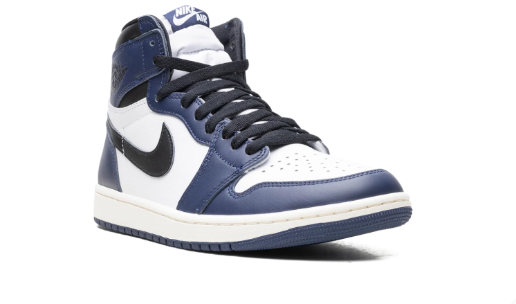 Nike Sneakers – Navy, White & Black High-Top with Cream Midsole