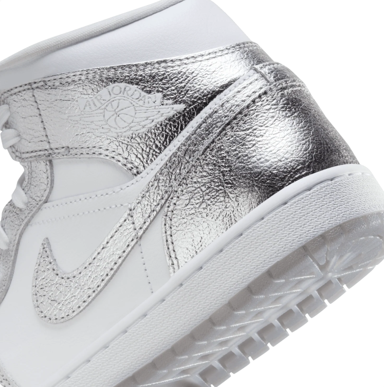 Nike Sneakers – White & Silver-Tone High-Top with Textured Overlays