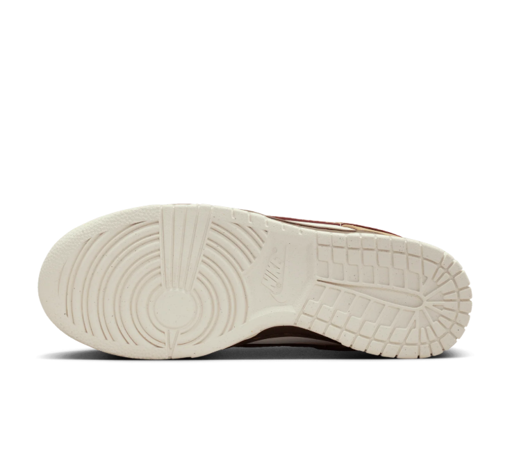 Nike Low-Top Sneakers – Cream & Khaki with Burgundy Swoosh and Leopard Accents