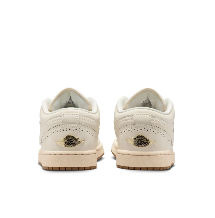 Nike Sneakers – Cream Low-Top with Brogue Details & Gold-Tone Accents