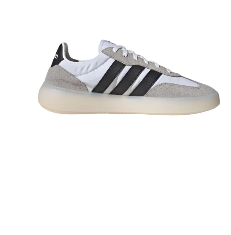 adidas Sneakers – White & Grey with Black Stripes and Cream Sole